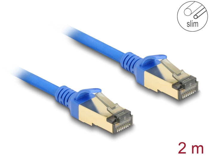Delock RJ45 Netzwerkkabel Cat.8.1 F/FTP Slim 2 m blau Delock RJ45 Netzwerkkabel Cat.8.1 F/FTP Slim 2 m blau